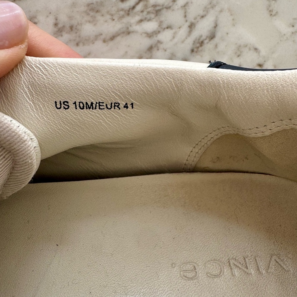 Vince Ivory and Dark Blue Leather Sneakers - Picture 4 of 4